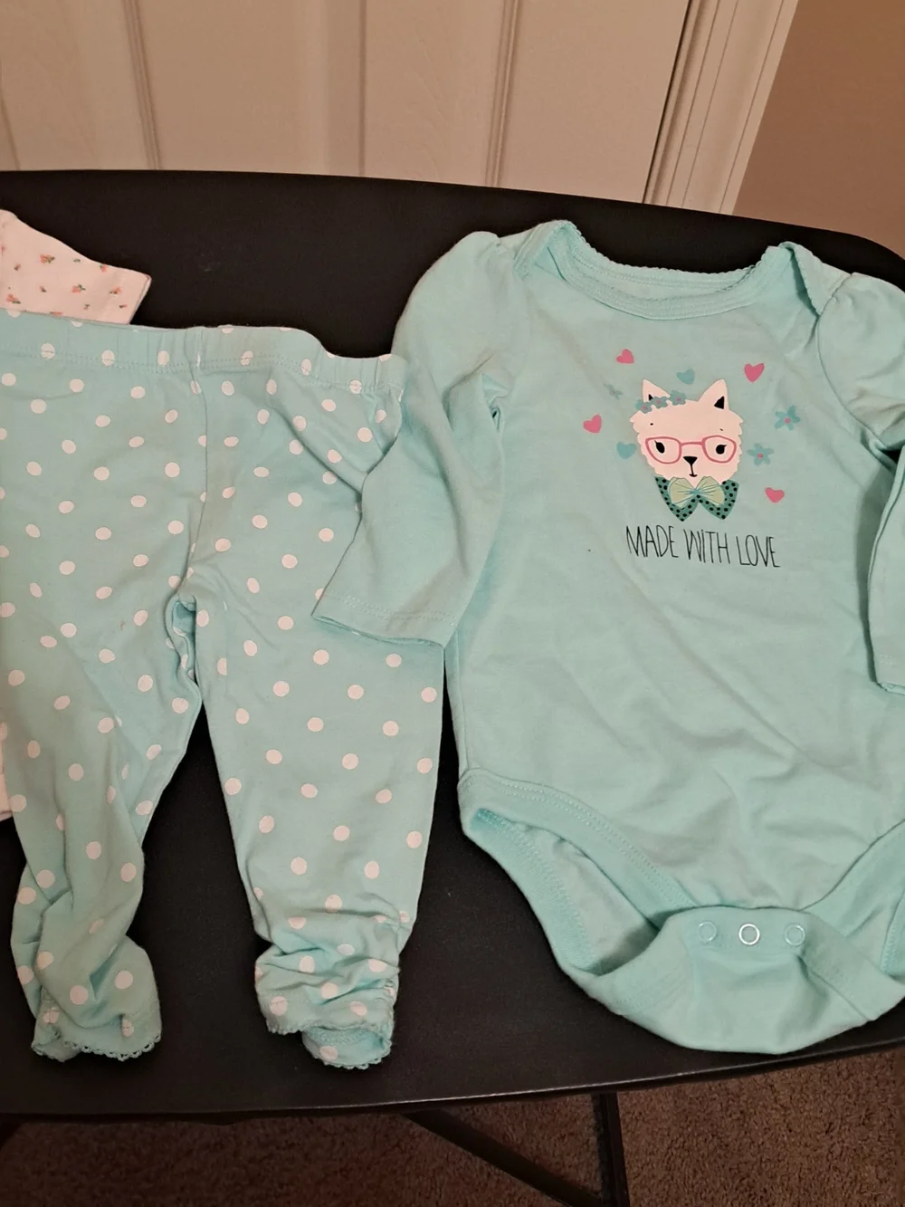 Baby Girls Mint Green Long-Sleeve One-Piece Bodysuit - Made With Love